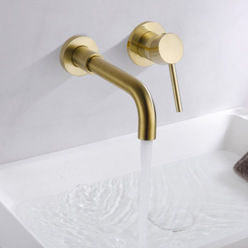 Robinet pour salle de bain mural, lavabo pour salle de bain à un trou, robinet de salle de bain mural Summerain, Or