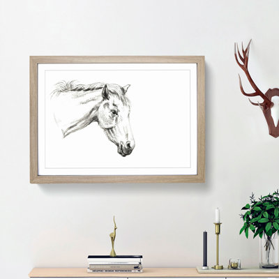 A Portrait of a Horse by Jean Bernard - Picture Frame Drawing Print on Paper