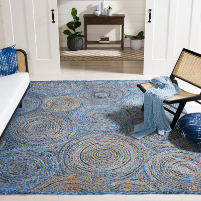 Glowacki Hand-Woven Flatweave Blue/Gray Area Rug
