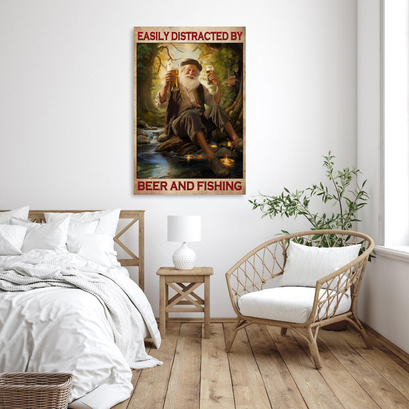 Marlet Beer And Fishing On Canvas Print, H 14 po x l 11 po x P 1,25 po