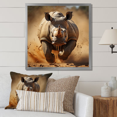 Rhinocéros africain qui court sur toile