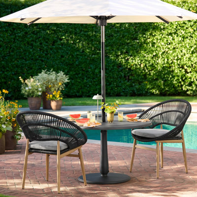 Manessa Patio Funnel-Back PE Rattan Dining Chairs With Cushions