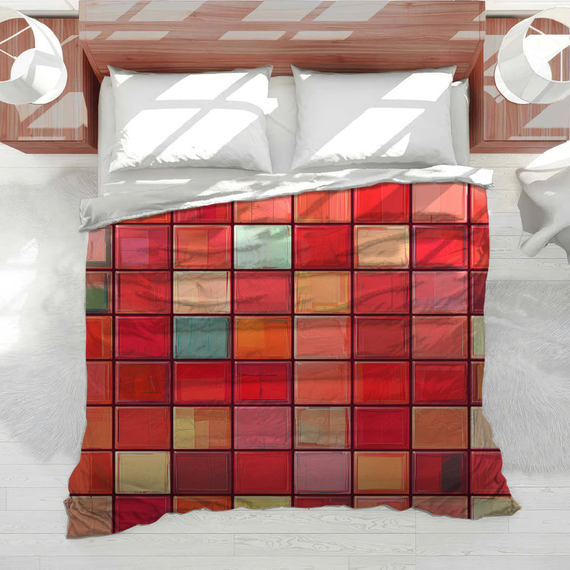 Colorful Tiles Bedding Abstract Comforter Modern, Twin Comforter
