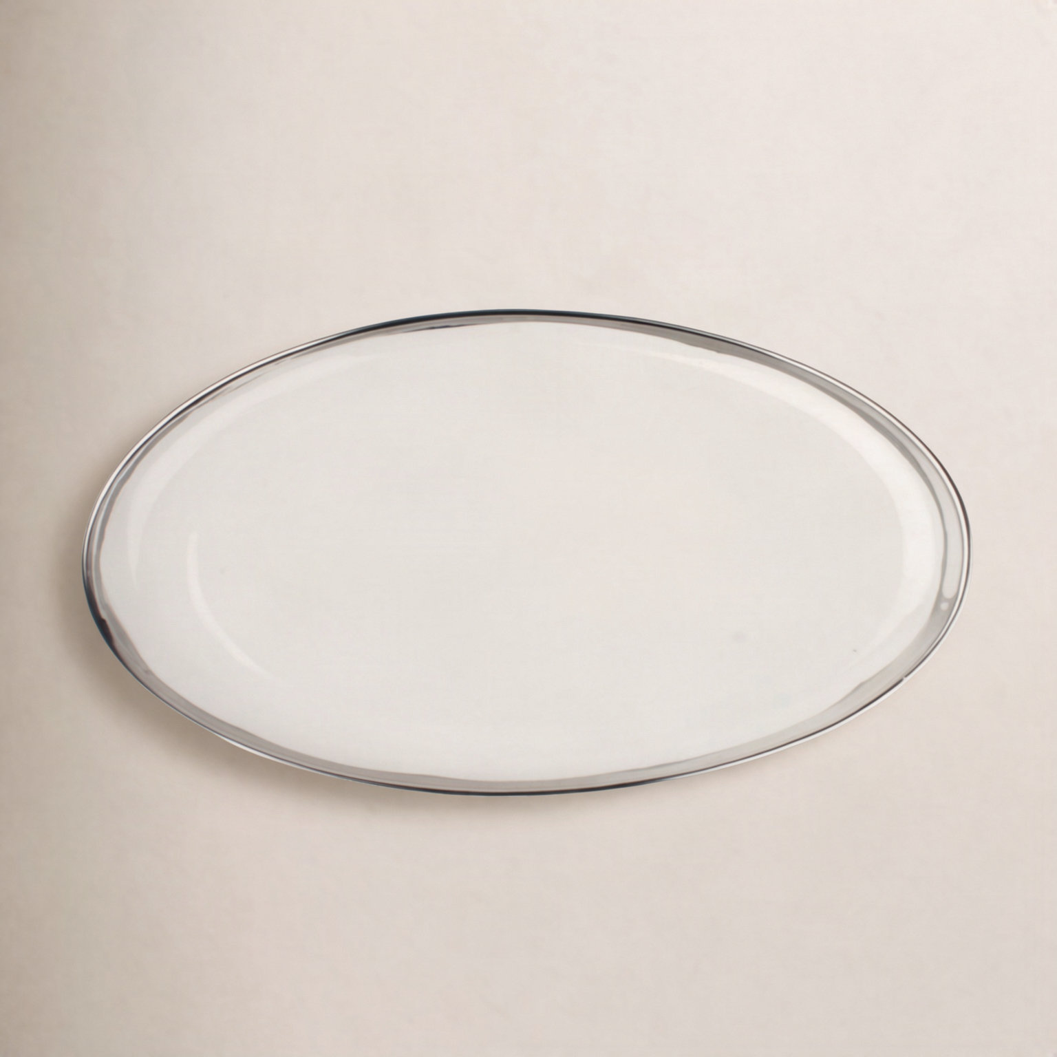 Dauville Porcelain Platter, White/Platinum