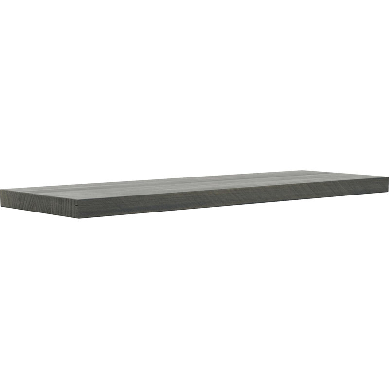 Tablette en bois massif, Teinture grise, H 0,75 po x l 24 po x P 8 po