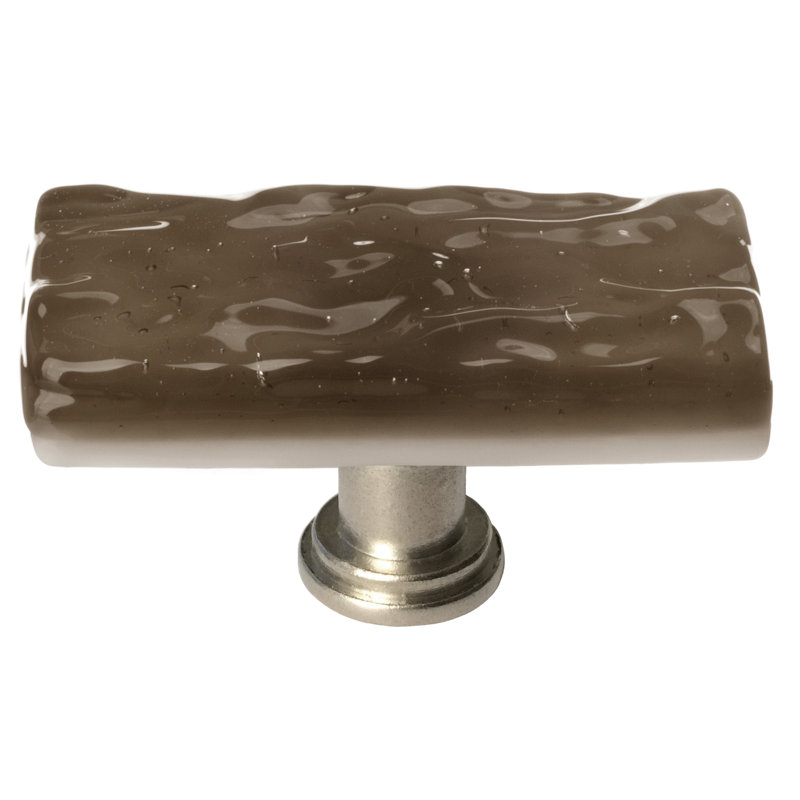 White Glass Rectangle Knob with Satin Nickel Base