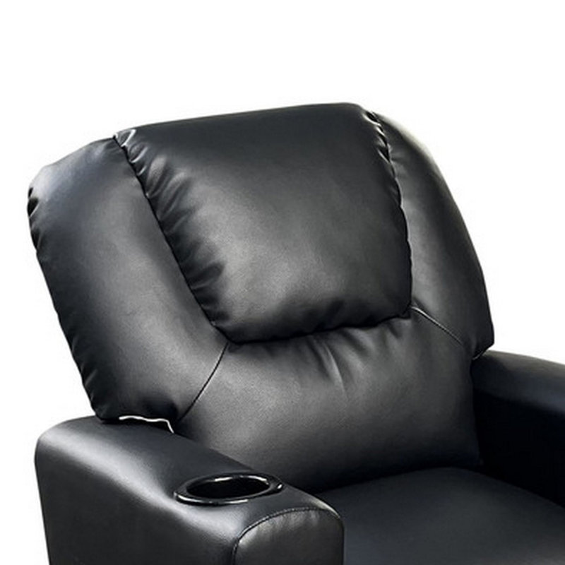 Abaigail Kids 0'' Recliner and Ottoman, Black