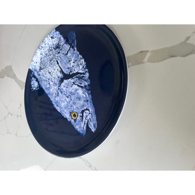 Assiette vivaneau bleu marine - vaisselle côtière