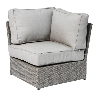 Fauteuil de patio moderne - Gris, sectionnel, couleur eau, 84 x 84 x 66 cm, 14 kg, design sectionnel gris pratique pour l'extérieur, coussins inclus, structure rouille, assise teintée, lb