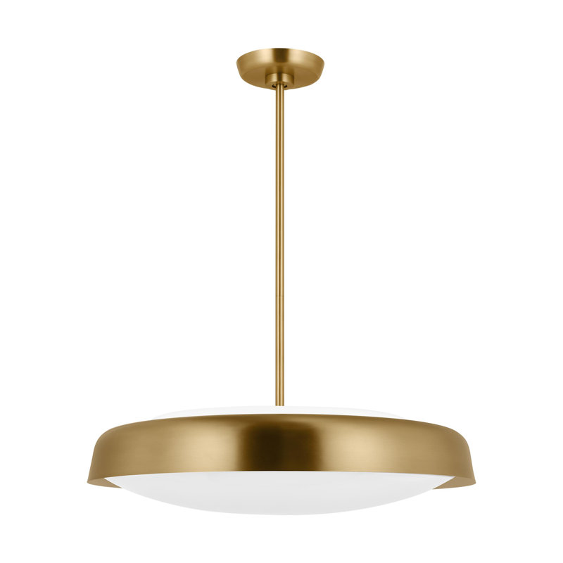Draper 3 Light Steel Dimmable Pendant, Burnished Brass