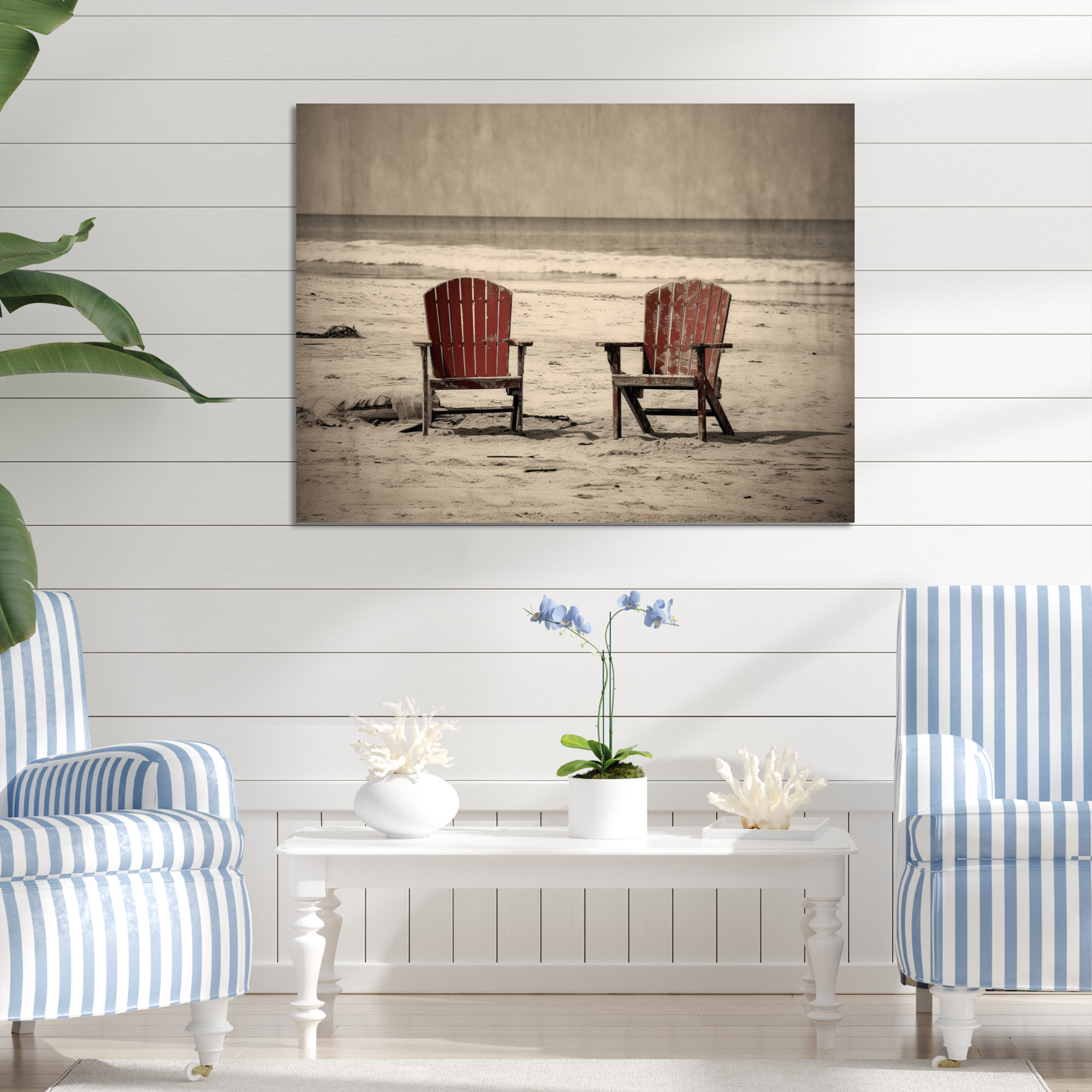 Highland Dunes Ocean View Chairs II Coastal Metal Wall Art Living