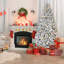 Arbre de Noël 5 pi avec 300 lumières colorées UL et 27 pommes de pin naturelles - 600 pointes en PVC enneigées, branches articulées, support en métal stable, installation facile-1700498523