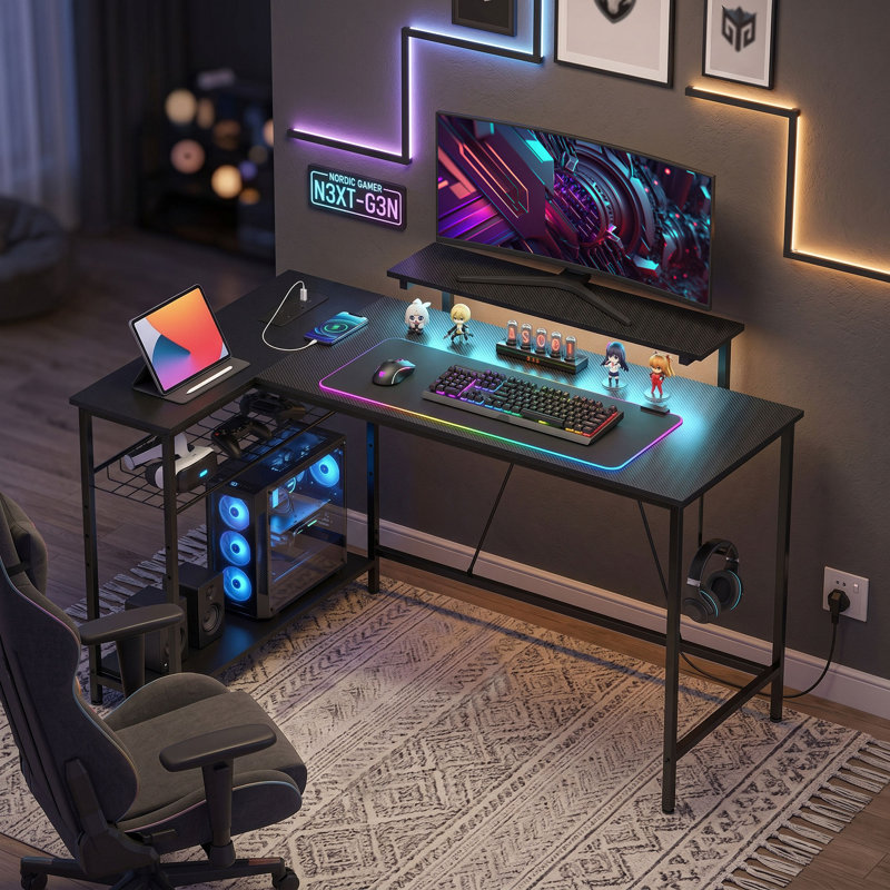 L-Shaped Steel Computer Desk