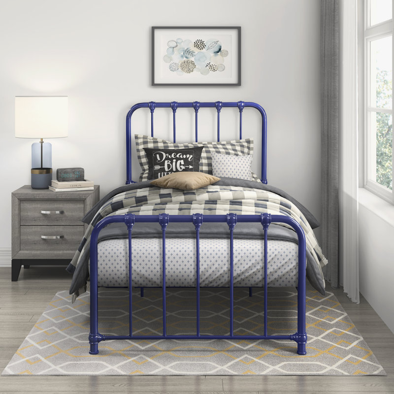 Anite Metal Platform Bed, Navy, Twin