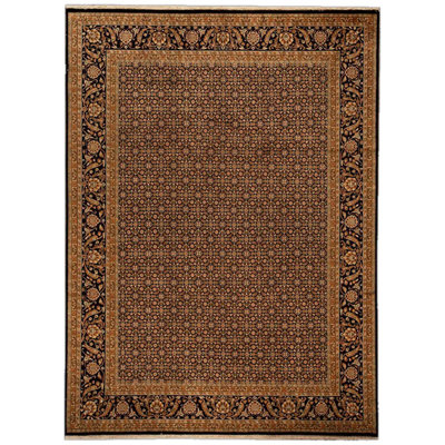 Tapis noir et noir de haute qualité noué à la main