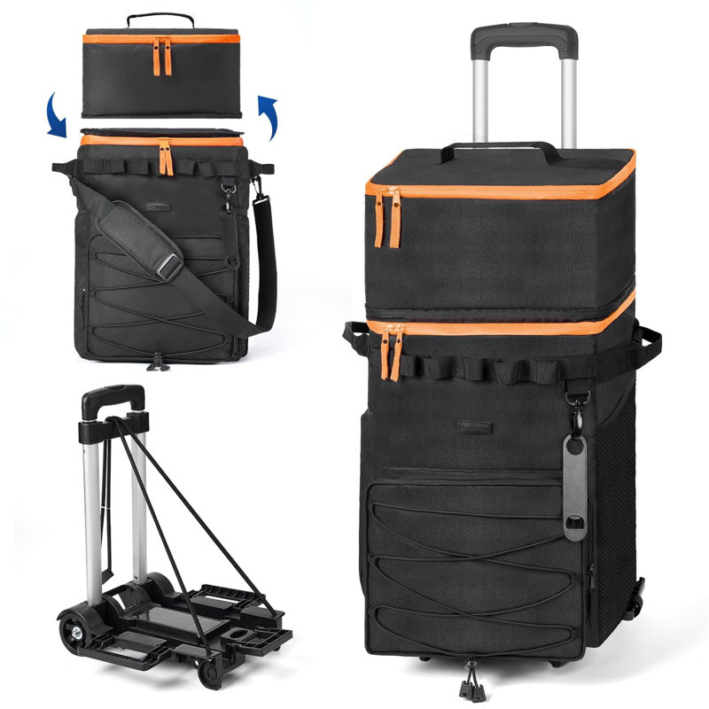Luch Picnic Tote Bag Cooler with wheels in Black