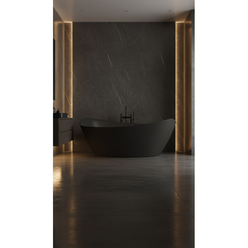 69.8'' L Freestanding Soaking Bathtub, Black