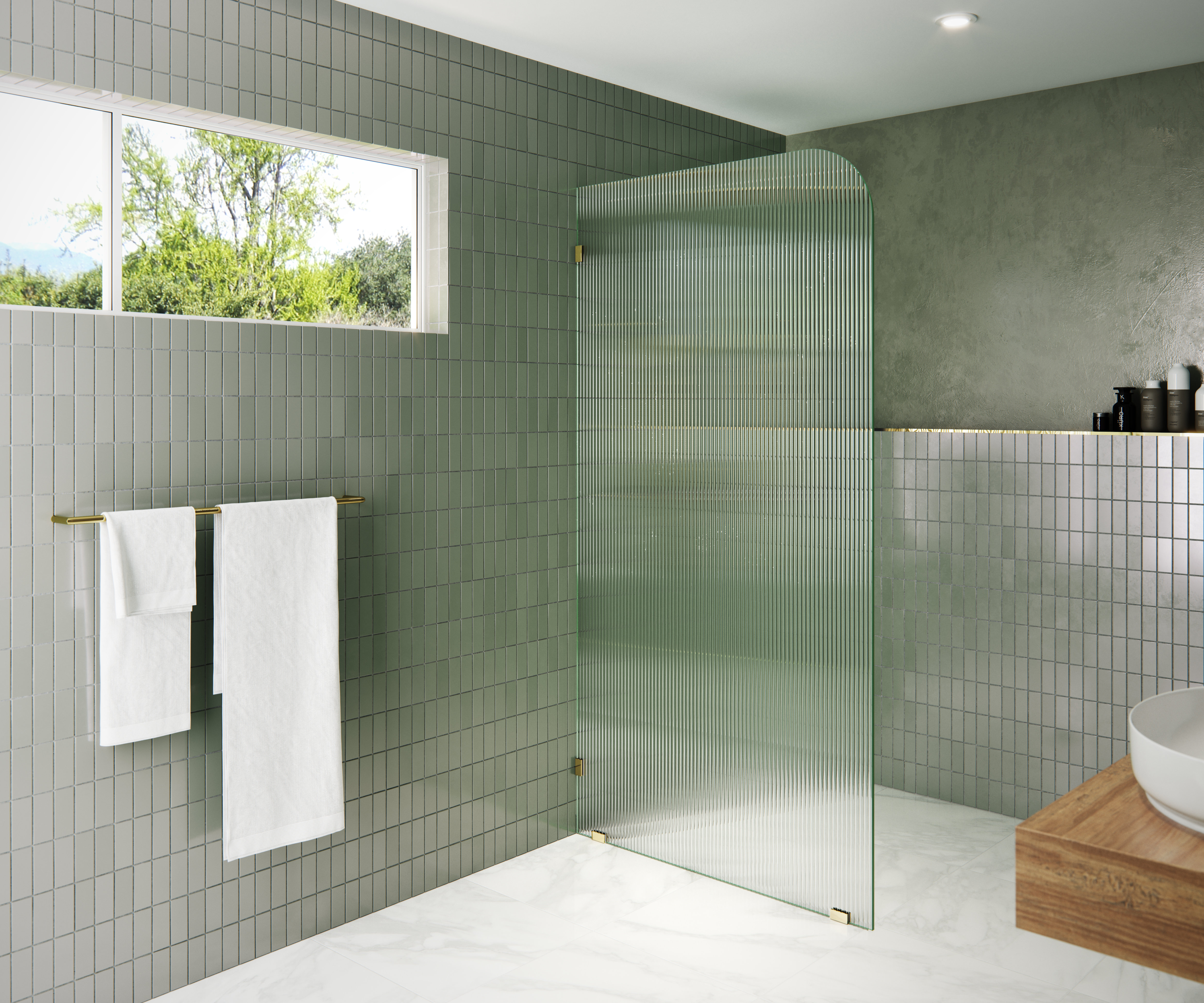 Glass Warehouse Aurora 38 in. x 78 in. Fully Frameless Fluted