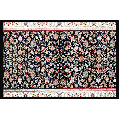 Hand-Knotted High-Quality Black and Beige Runner