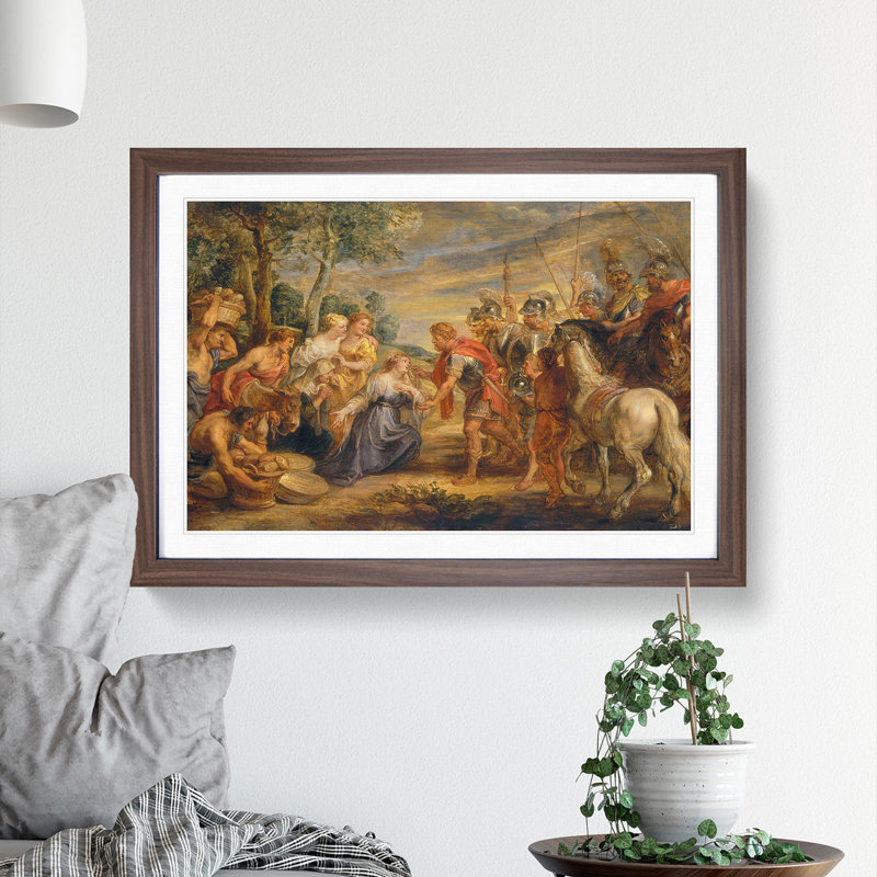 The Meeting of David and Abigail by Peter Paul Rubens - Picture Frame Painting, Walnut Framed, 48cm H x 65cm W x 2cm D
