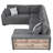 109" U-Shaped With Pull-Out Bed, 2 Ports, Storage Chaise, Wide , Grey Modern Living Room Bed Storage, 109-653216139