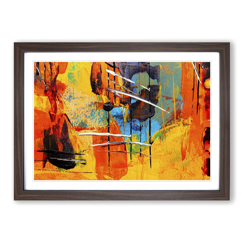 Abstract Art Painting Vol.474 by S.Johnson - Picture Frame Painting Print on MDF, Walnut Framed, 27cm H x 36cm W x 2cm D