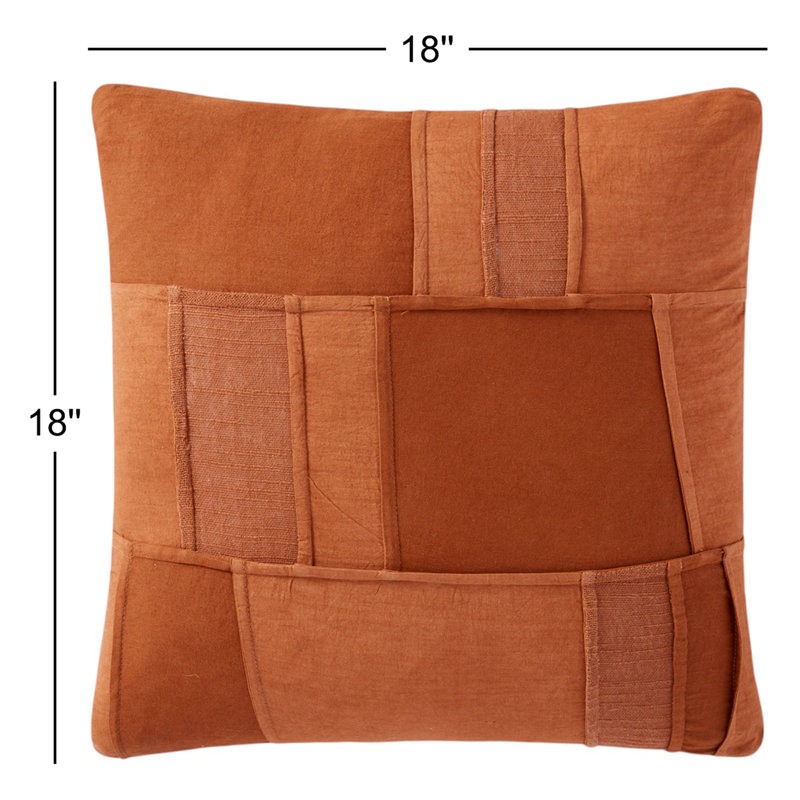 Stephan Decorative Square Cotton Pillow Cover and Insert, Rust, Down Blend