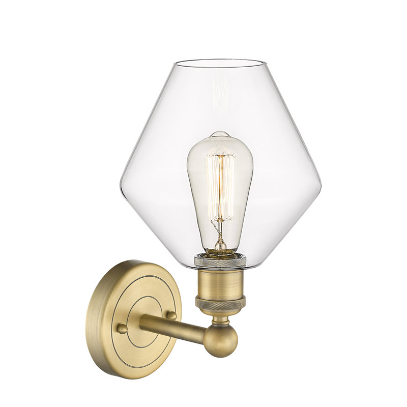 Amylea Steel Armed Sconce, Clear, Brushed Brass