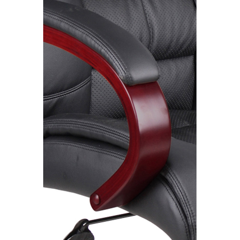 Black High Back Swivel Leather Executive Chair with Fabric Accents
