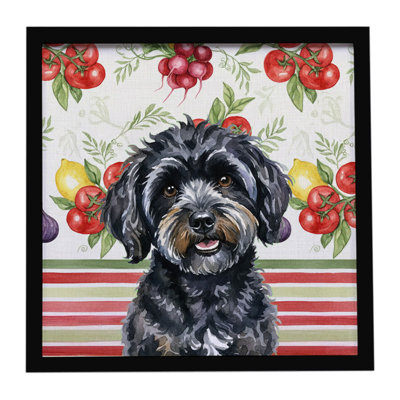 Black Havanese Vegetables Framed Metal Print