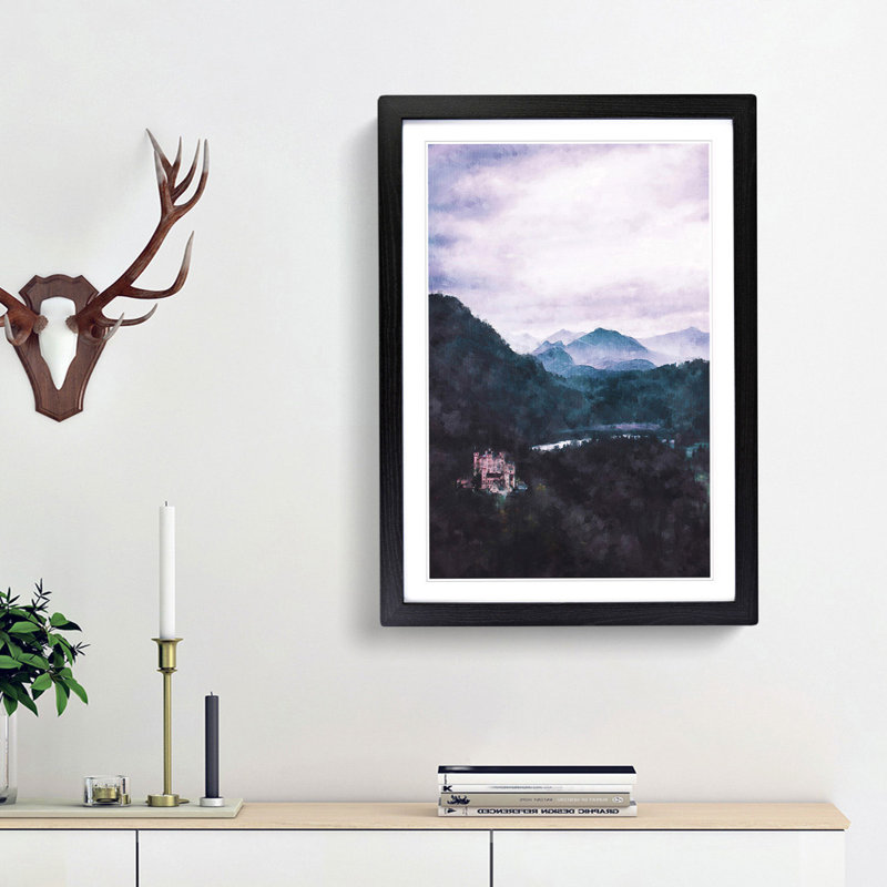 Hohenschwangau Castle - Framed Print, 63cm H x 45cm W x 2cm D, Black Framed