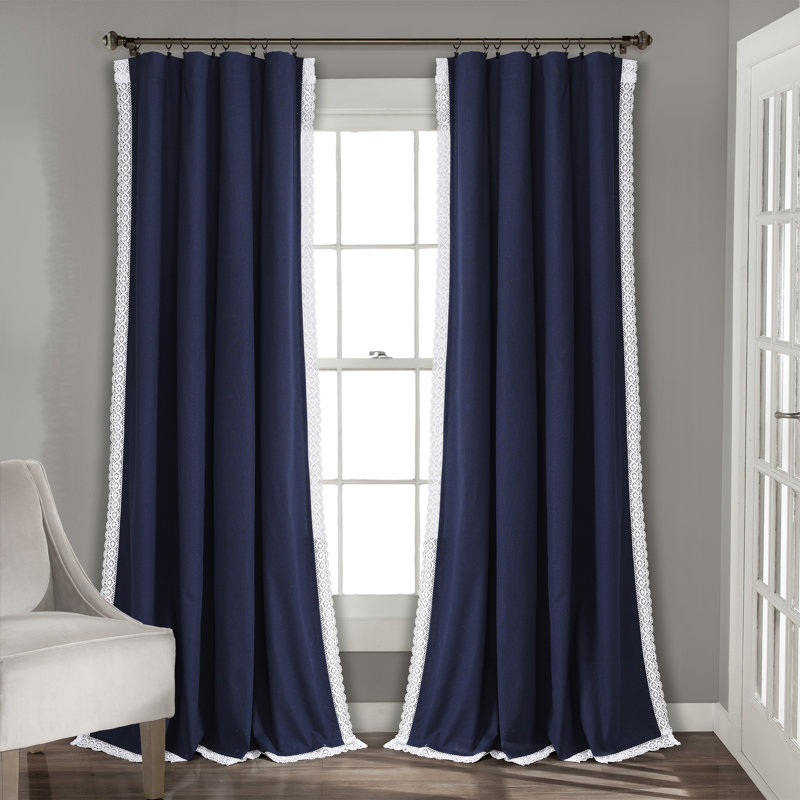 Semi Sheer Curtain Pair, 137cm W x 274cm L, Navy