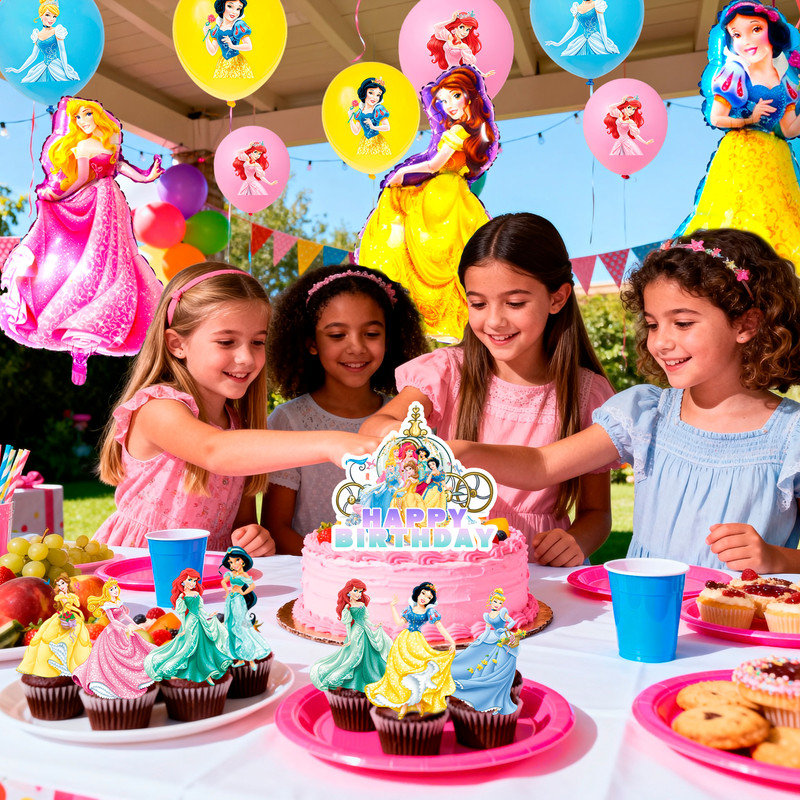 Décorations de fête Disney Princess, Bannières de ballons d'anniversaire Disney Princess
