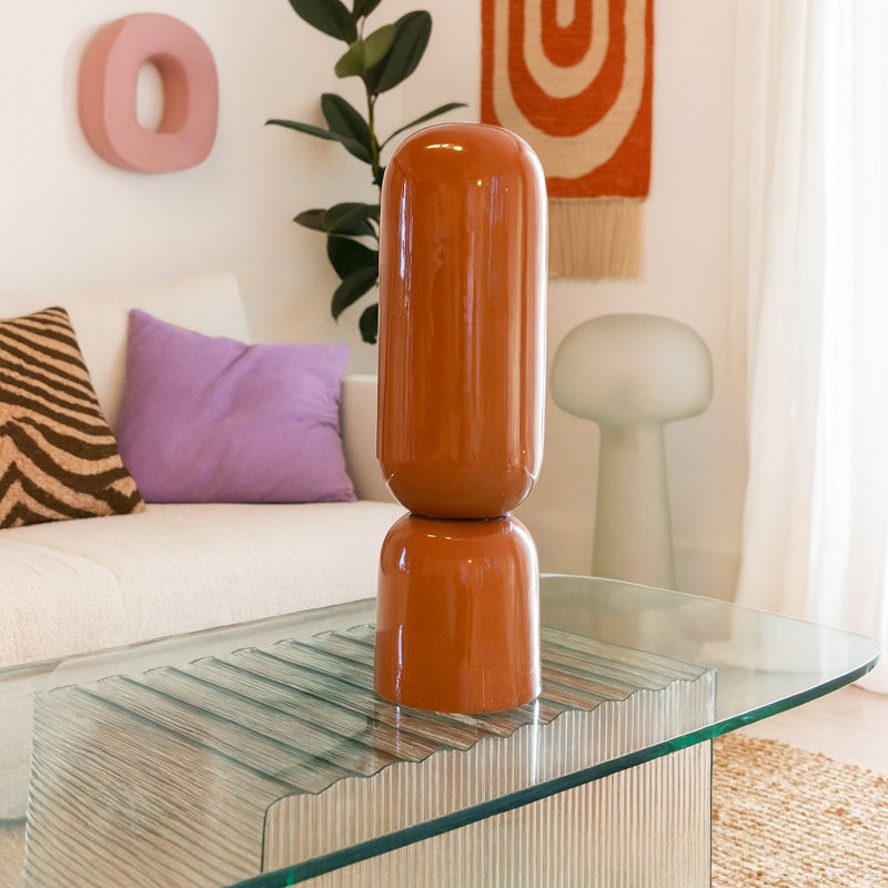 Keyrin Handmade Modern Iron Table Vase – Tall Glossy Sculptural Décor in Burnt Orange or Lavender, Orange