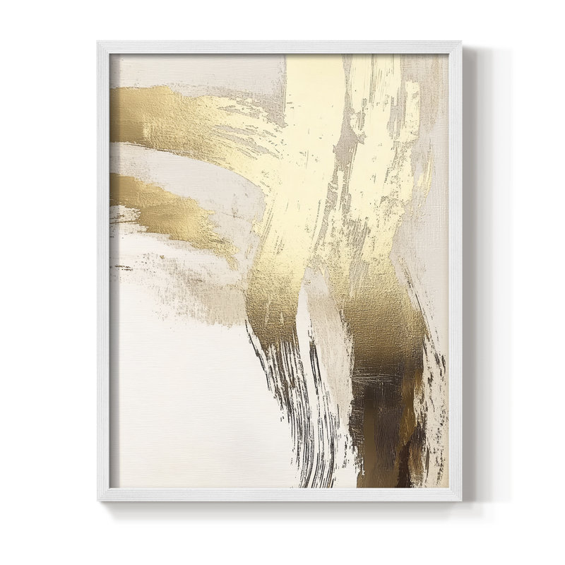 Abstrait, imprimé encadré - prêt à accrocher, 10" H x 8" W, Blanc