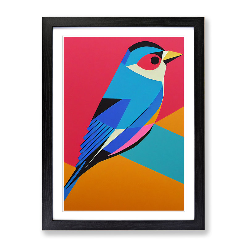 Bird Pop - Single Picture Frame Print, 46cm H x 34cm W x 2cm D, Oak Framed