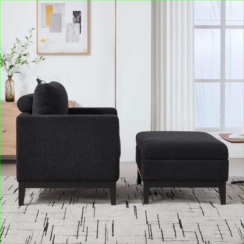 Table d'appoint de style campagnard 35,5 po avec repose-pieds réversible noir et base en bois noir pour bureau de salon, Noir