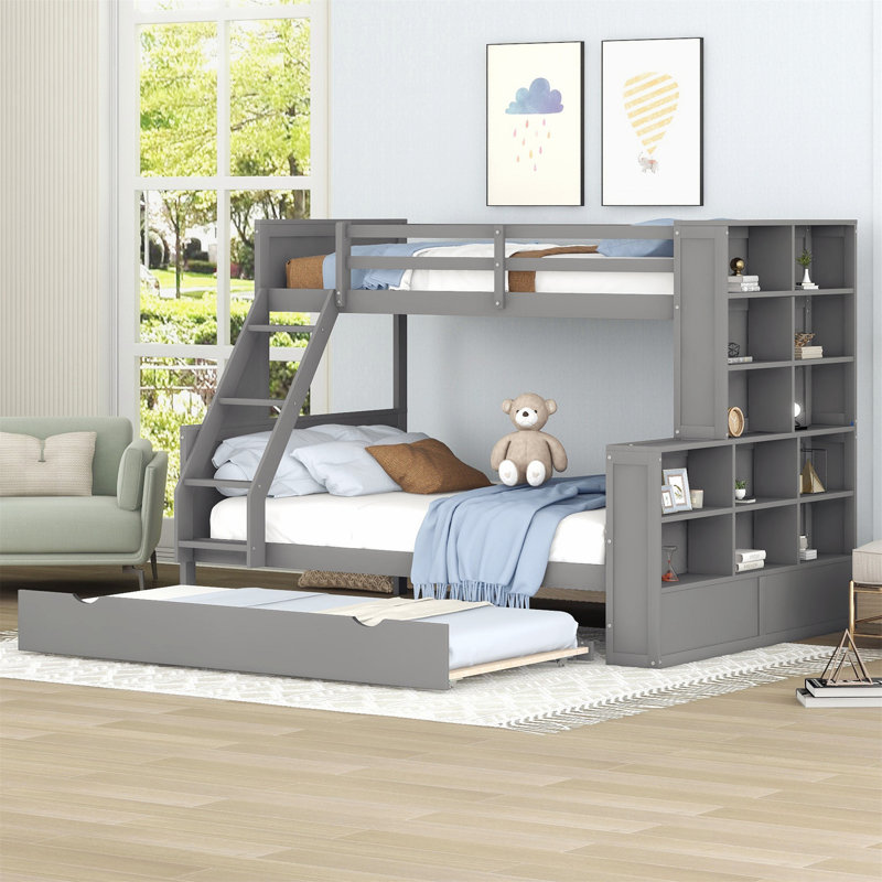 Lit plateforme simple avec rangement Kileyann, gris
