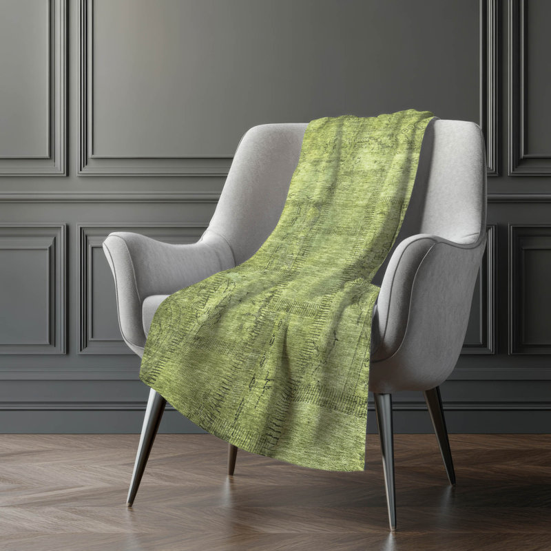 Addison Machine Washable Sherpa Throw Blanket, Fern, ASB685 Patchwork