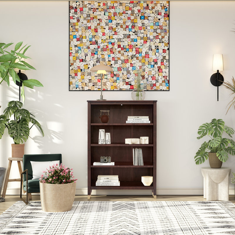 Bookcase, (4 Shelves) 50" H x 35" W x 12" D, Brown