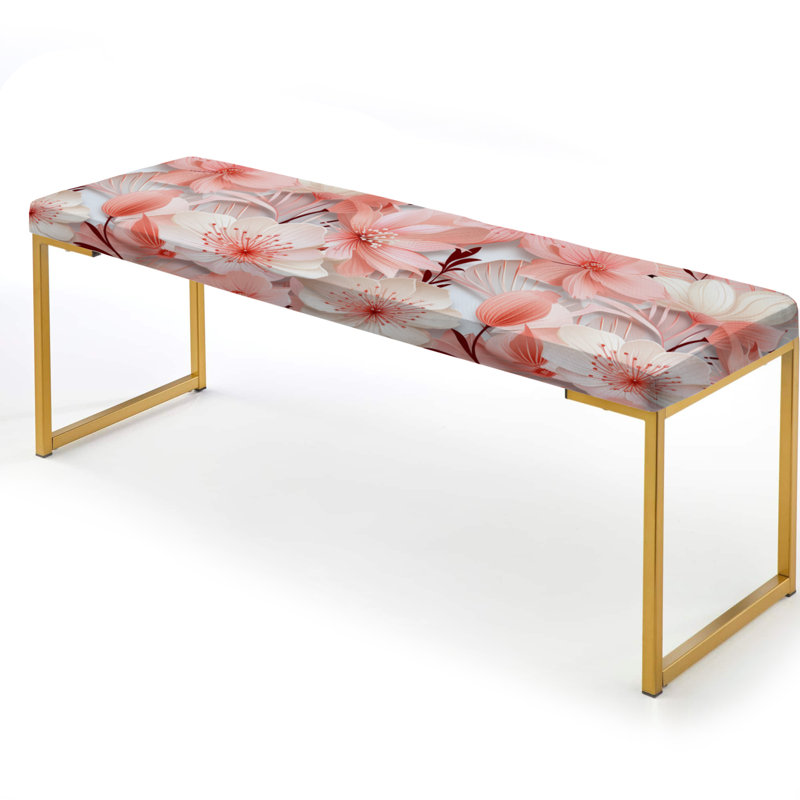 Banc floral rembourré or, Seaside Elegance Tropical Pattern II