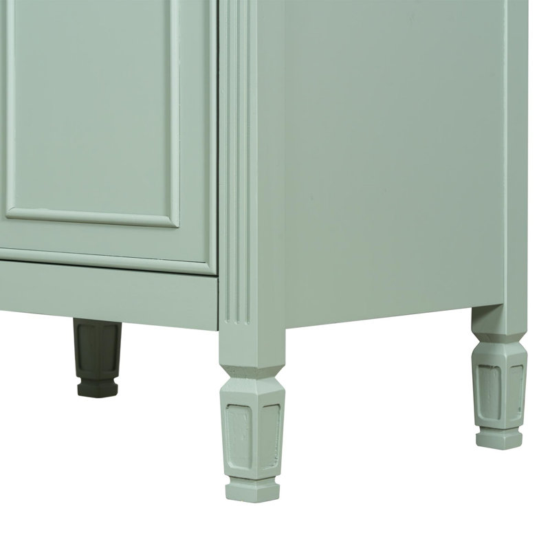 24'' freestanding vanity with a drop-front drawer, two standard drawers, and adjustable shelves, Green, 24"