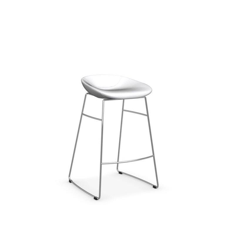 Palm Upholstered Backless Stool with Metal Frame, Skuba Optic White, Counter Stool (26.5" Seat Height)