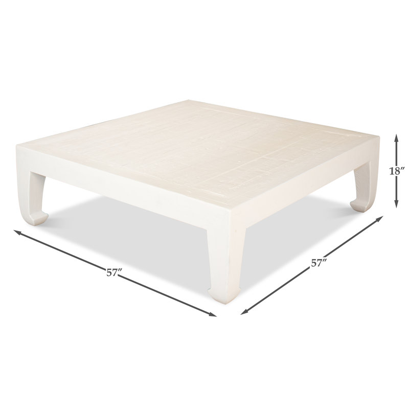 Classic Chinese Solid Wood Coffee Table, White