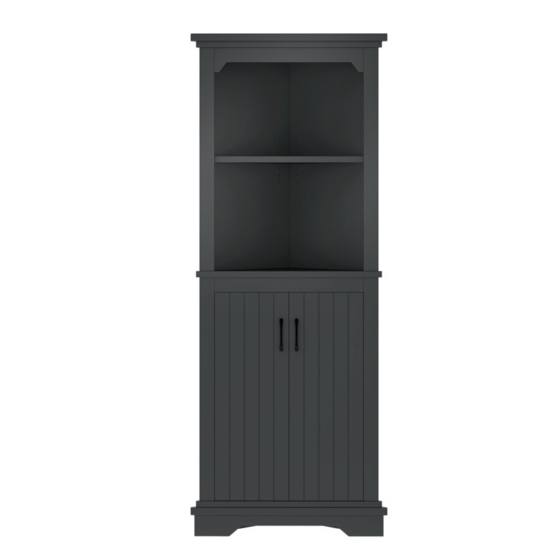 Grande armoire d'angle avec portes pour le salon, la salle de bain et la cuisine - Armoire de rangement beige grain de bois