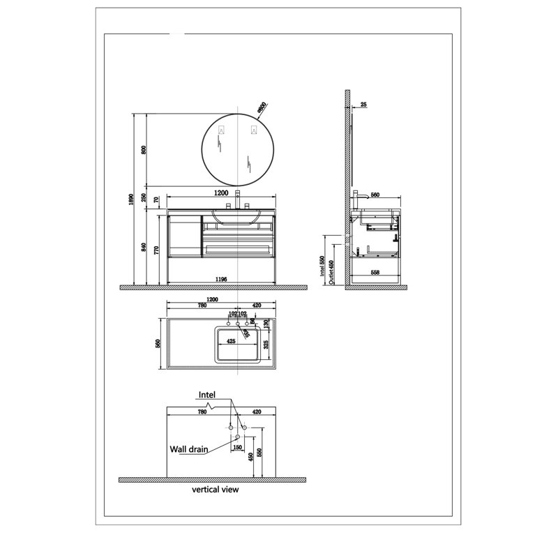 Meuble-lavabo simple en pierre naturelle l 48 po x P 22 po x H 32 po
