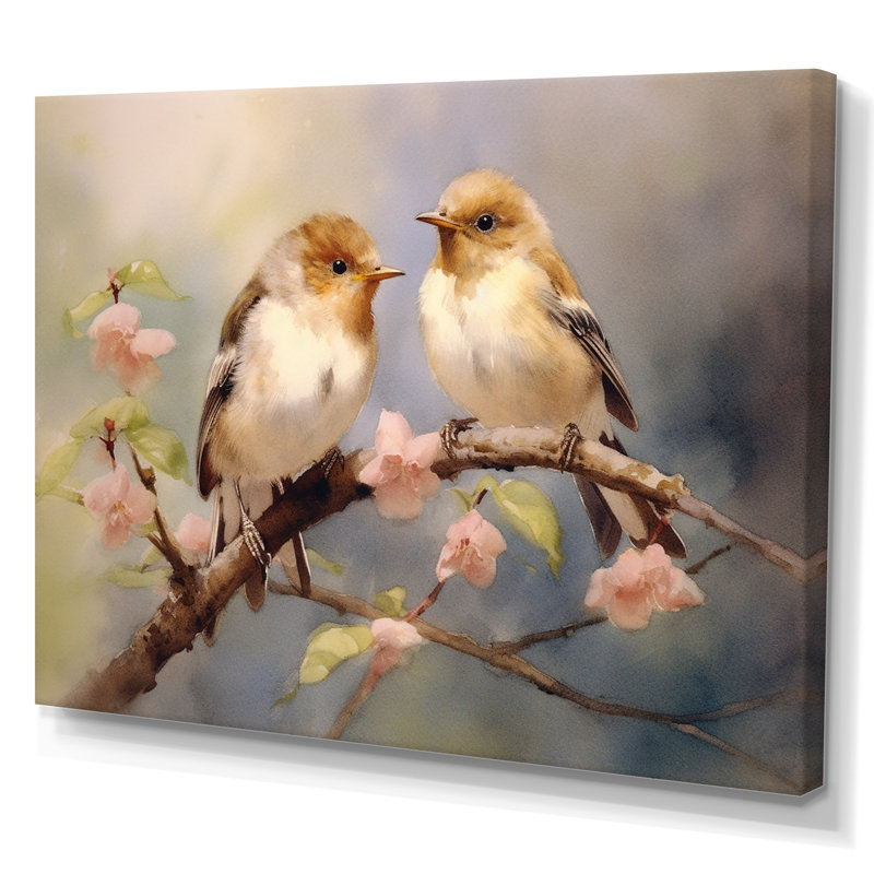 Oiseau moineau beige et brun III - Reproduction d'art sur toile encadrée, H 30 po x l 40 po x P 1,5 po, Toile tendue