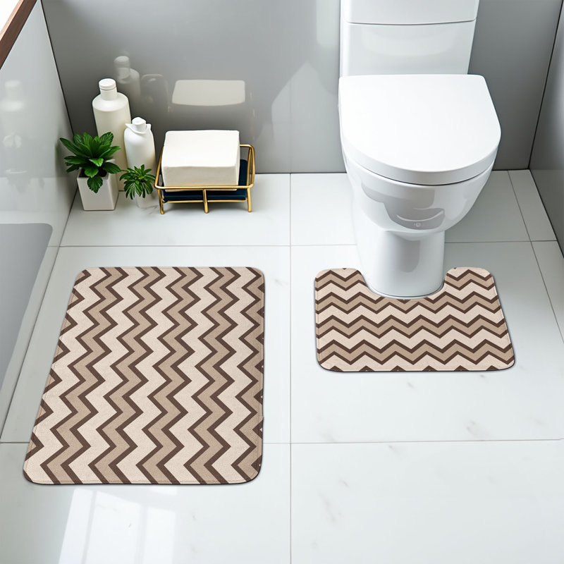  Tapis de salle de bain brun clair 2 pièces