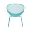 Chaise d'extérieur - Coque en fer turquoise, 62,2 cm L x 66,4 cm P x 85,2 cm H, pour terrasse, 2 chaises, design tout en courbes.