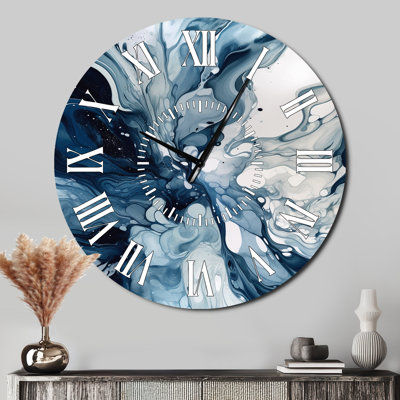 Horloge murale abstraite bleue et grise